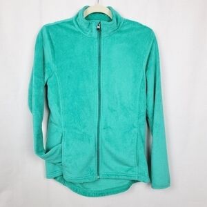 Magellan outdoors sz M teal soft cozy zip up jacket fuzzy soft